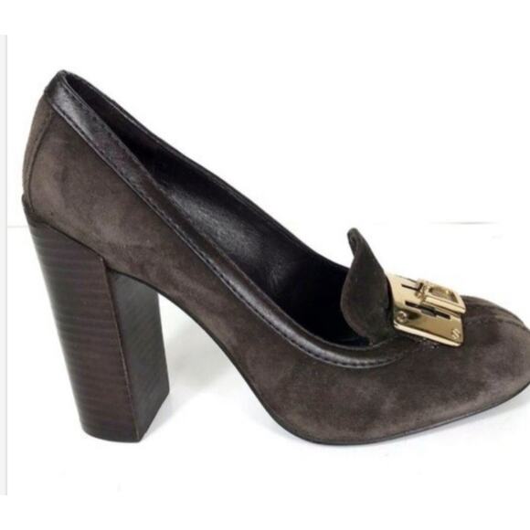 Tory Burch Coconut Josie High Heel 5” Pump Suede Brown Size 8.5 - Picture 1 of 8
